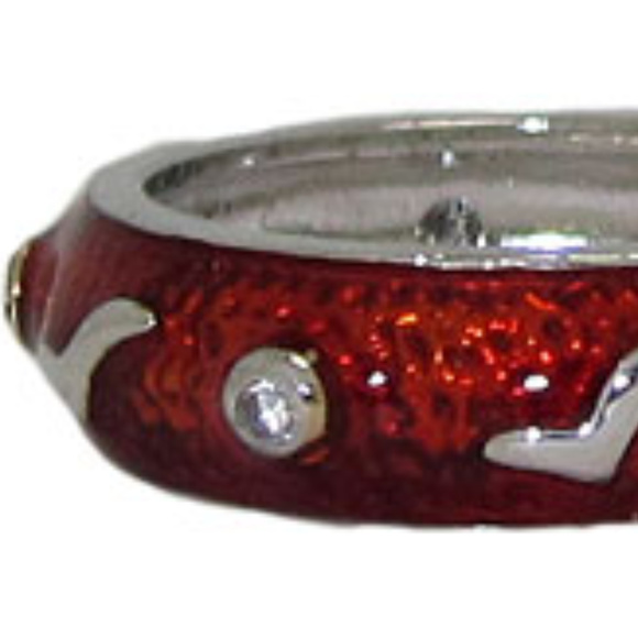 Red Hand Enamel Stack Ring Austrian Crystal - Picture 5 of 5